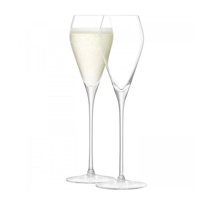 Set of 2 Wine Prosecco Glasses 250ml, Clear