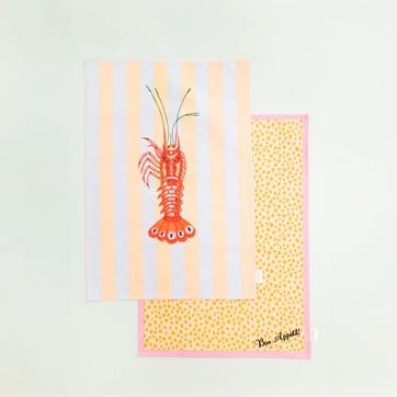 Lobster & Bon Appetit Set of 2 Tea Towel