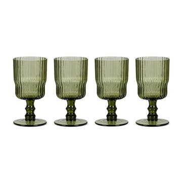 Fali Set of 4 Wine Glasses 300ml, Olive