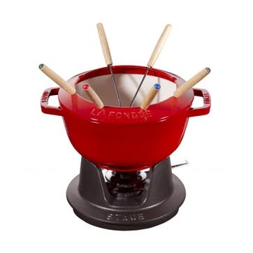 Cast Iron Fondue Set, Cherry