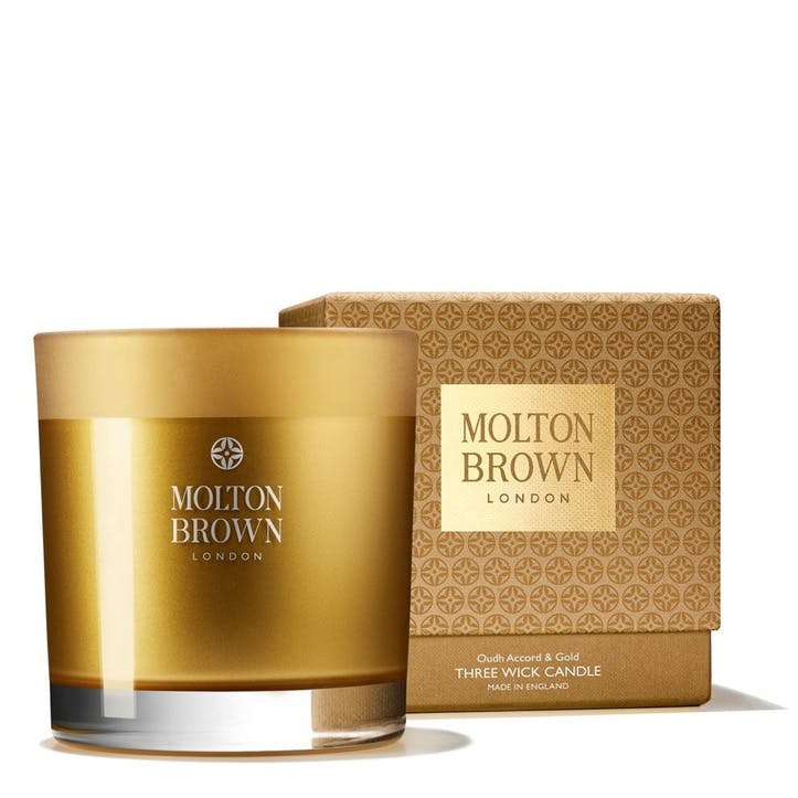 3 wick candle, 480ml, Molton Brown, Oudh Accord & Gold