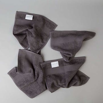 Organic 600gsm Set of 2 Face Towels 30 x 30cm, Slate