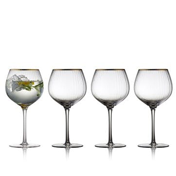 Palermo Set of 4 Gin & Tonic Glasses 650ml, Gold