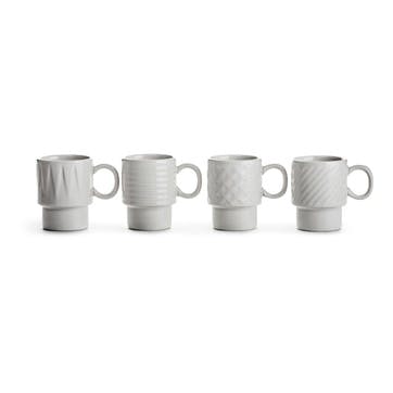 Coffee & More, Espresso Mug, Set of 4, White