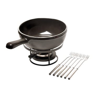 Cheese fondue set, 36 x 24 x 9cm - 2.4 Litre, Emile Henry, charcoal