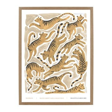 Tigers 01 Recycled Paper Print A3, Beige