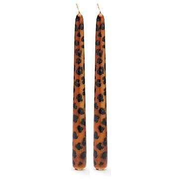 Leopard Set of 2 Candles H25cm, Brown