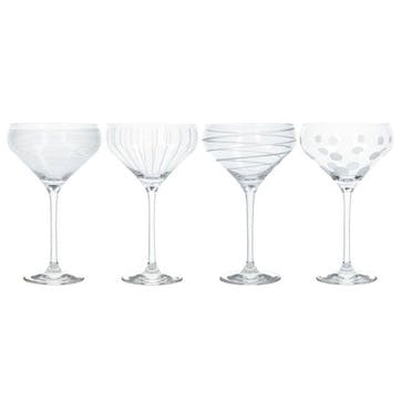 Cheers Set of 4 Champagne Saucers, Clear