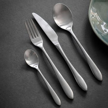 16 Piece  Cutlery Set, Brushed Silver