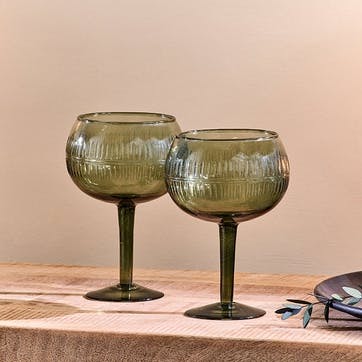 Mila Set of 2 Gin Glasses 600ml, Dark Emerald