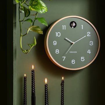 Cuckoo Wall Clock D31.5cm, Jungle Green