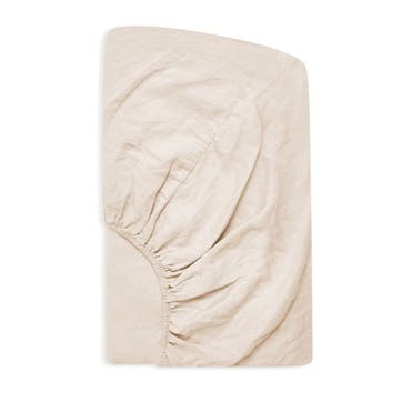 Linen Double Fitted Sheet, Almond