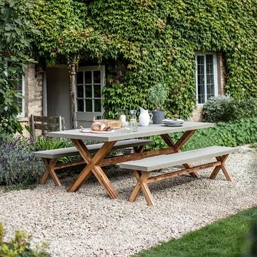 Burford Table & Bench Set , Grey & Natural