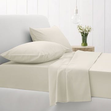 Cotton Sateen Super King Fitted Sheet, Chalk