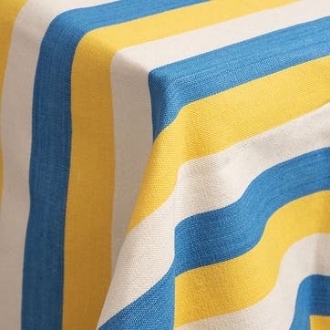 Sunshine Stripe Hand Made Tablecloth 145 x 200cm, Yellow / Blue