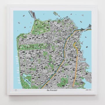 Map Hand Drawn of San Francisco, 61cm x 61cm
