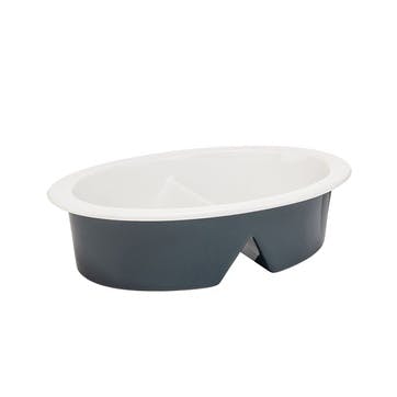 Oval Divided Dish, 27cm, White Ceramic
