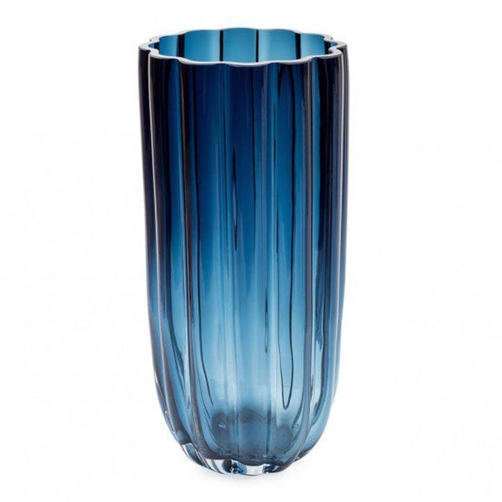 Ripple Column Vase H35cm Midnight Blue