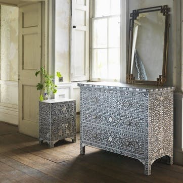 Classic Mother of Pearl Inlay Chest of Drawers in Grey