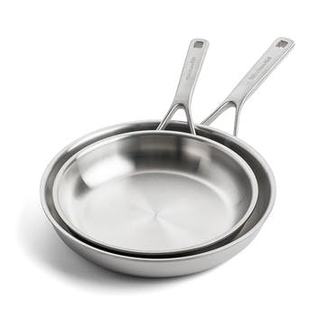 MultiPly Stainless Steel Frying Pan Set, 24cm & 28cm, Silver