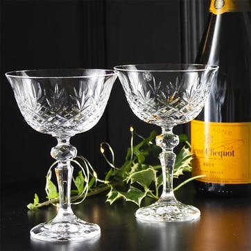 Edinburgh Set of 2 Champagne Coupes 180ml, Clear