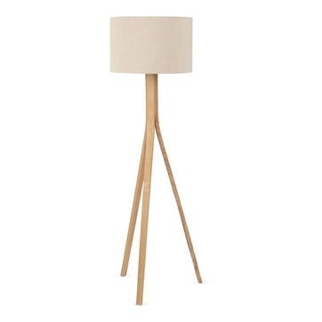Baxter Wooden Floor Lamp with Shade H152cm, Ash