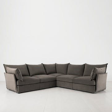 Model 06 Velvet Corner Sofa, Elephant