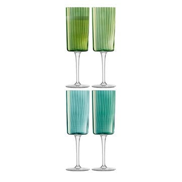 Gems Set of 4 Champagne Flutes 210ml, Jade