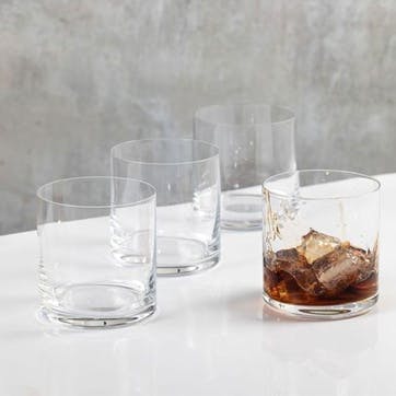 Julie Set of 4 Double Old Fashioned Glasses 426ml, Clear