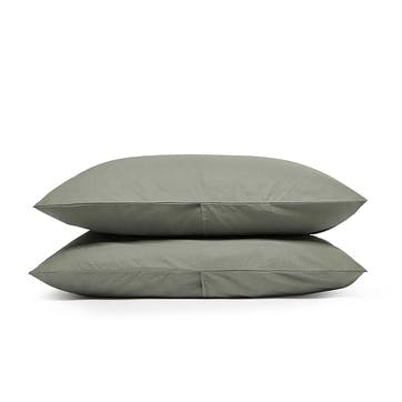 Relaxed Cotton Pair of Standard Pillowcases, Moss