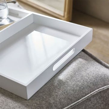 Lacquer Set of 3 Trays, White