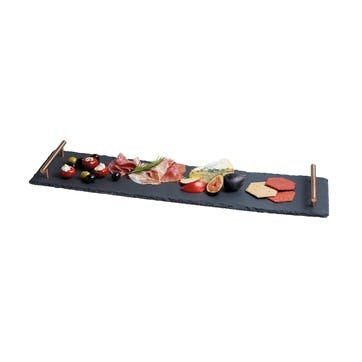Serving Platter With Handles, L60 x W15 x H4cm, KitchenCraft, Slate/Copper