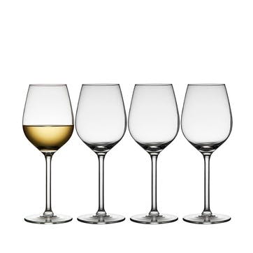Juvel Set of 4 White Wine Glasses 380ml, Clear
