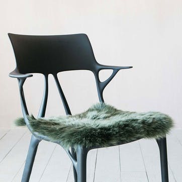 Square Sheepskin Seat Pad 37 x 37cm, Moss