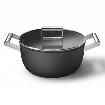 Retro 50's Style Non-Stick Casserole Dish, 26cm, Black