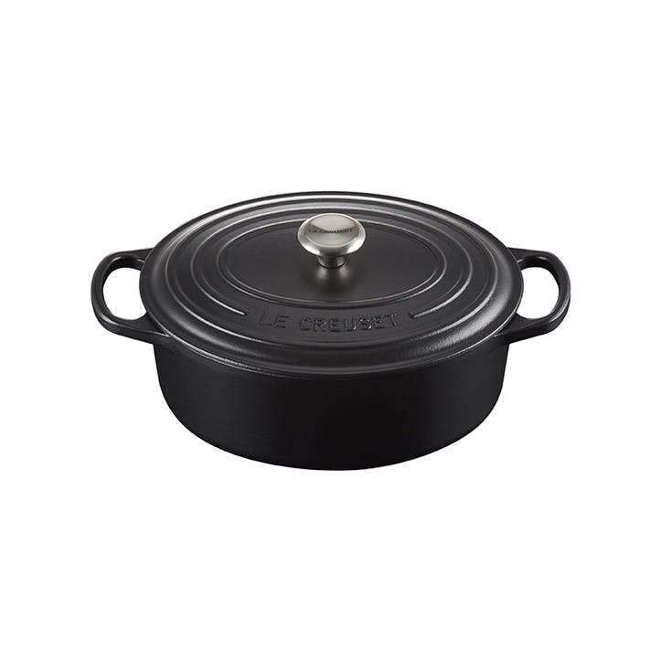 Cast Iron Oval Casserole - 27cm; Satin Black