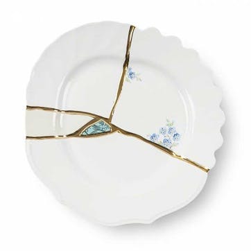 Dessert plate, 21cm, Seletti, Kintsugi - No3, white/gold