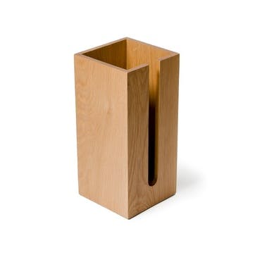 Loo roll holder box, H33.5 x W15.5 x D15.5cm, Wireworks, Mezza, oak