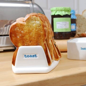 'Toast' Ceramic Toast Rack, White/Blue