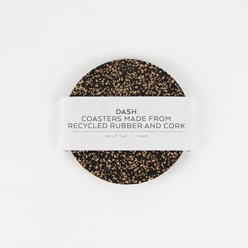 Dash Set of 4 Coasters D9cm, Black