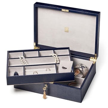 Grand Luxe Jewellery Case L24 x W33cm, Midnight Lizard