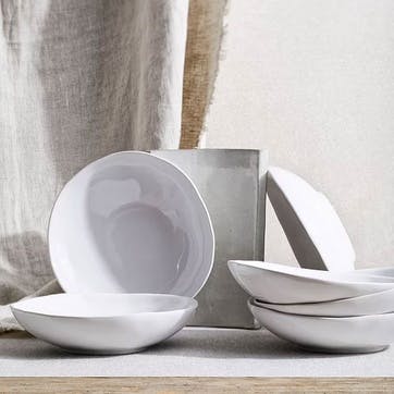 Portobello Set of 6 Pasta Bowls D23cm, White