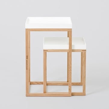 Nest Pair of Tables, White/Oak