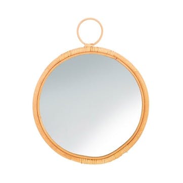 Rattan Round Mirror, D23cm, Natural