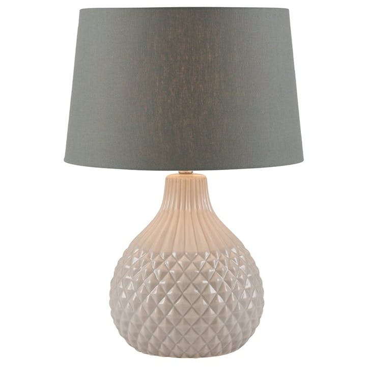 Rhea Geo Ceramic Table Lamp; Grey