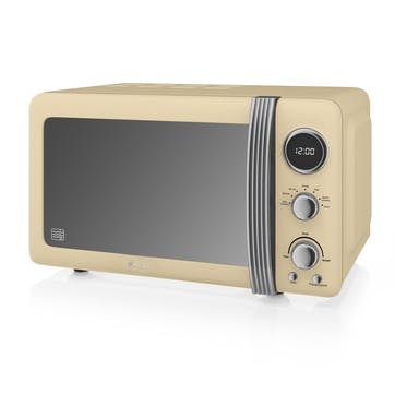 Retro 800W Digital Microwave, Cream