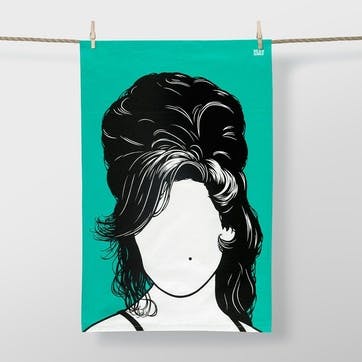 Icon Amy Winehouse Tea Towel, 47cm x 74cm, Bright Jade