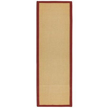 Sisal  linen border runner 68 x 240cm, red