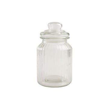 Ribbed Glass Jar, Medium