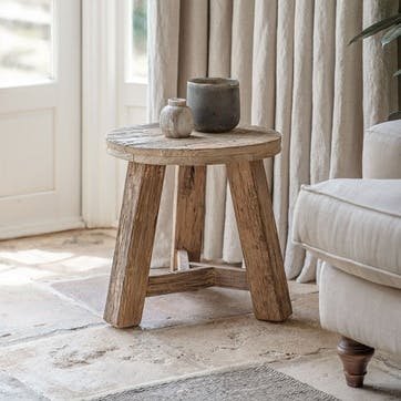 Ibo Reclaimed Wood Round Side Table, Natural